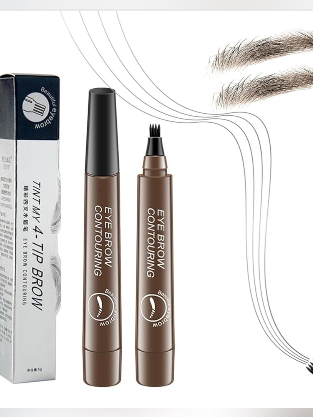 Multi-Brush Eyebrow Contouring Pen — Dark Brown 1PC